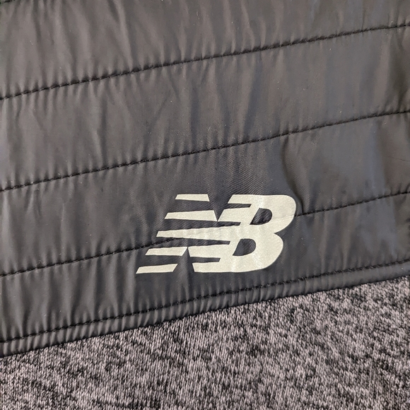 New Balance Mens Fleece Full Zip Knit Hoodie Jacket Medium Gray Black 4.736 - Picture 3 of 9